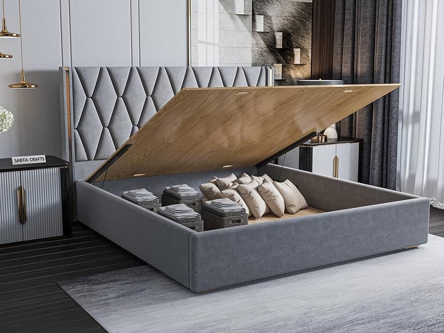 Mastering Bedroom Storage: Velvet Hydraulic Lift Beds